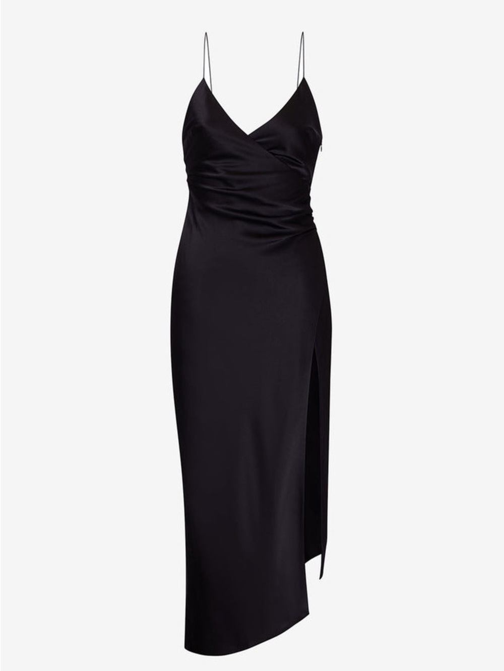 SEROYA Emma Silk Black Dress High Slit